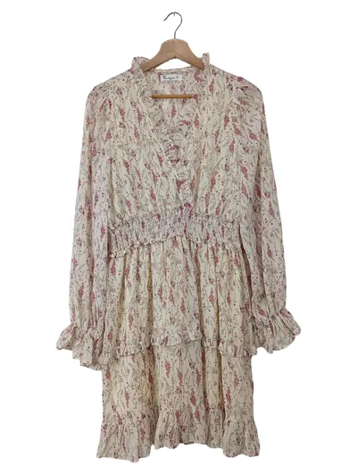 VANEZIA Damen Sommerkleid Weiß Blumenmuster Rüschen Gr. M na L Feminin Casual