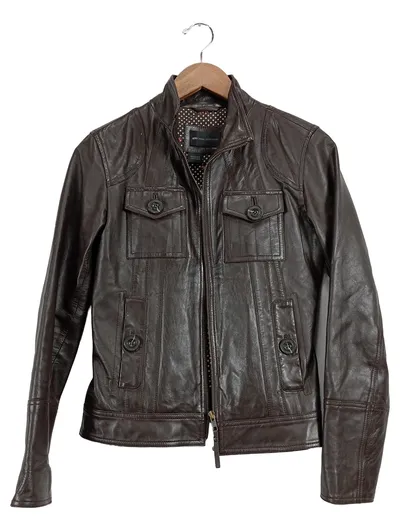 MNG Lederjacke Damen Gr. 36/S Braun Casual Echtleder Jacke