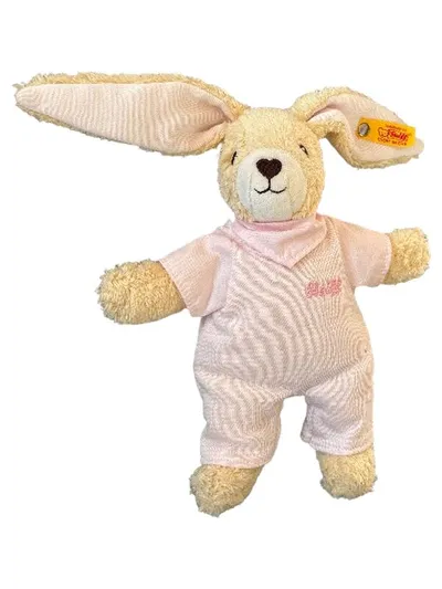 Steiff Hoppel Hase Baby Kuscheltier gestreift Rosa 25 cm