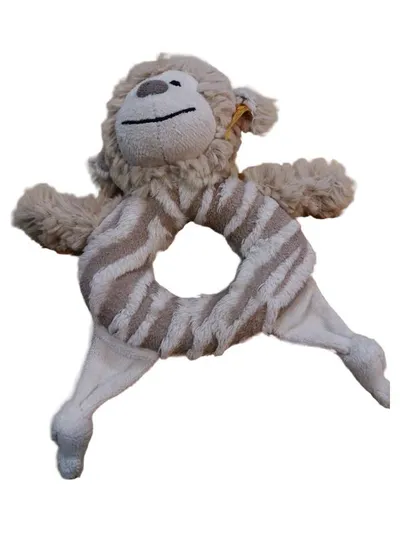 Steiff Affe Greifling Baby Rassel Beige Braun Gestreift 19 cm Plüsch