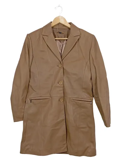 Raberg Damen Lederjacke Echtleder Mantel Beige Gr. 38 M Klassisch