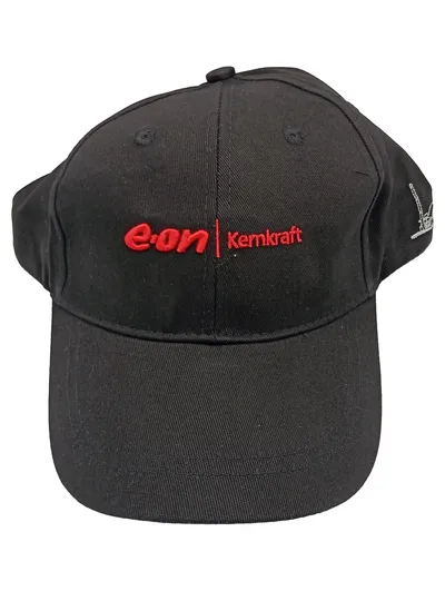 E.ON Kernkraft Basecap Kappe Schwarz Logo Bestickt Energie Mütze Fanartikel