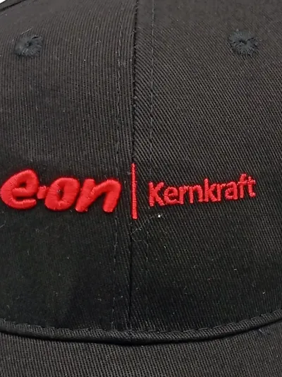 E.ON Kernkraft Basecap Kappe Schwarz Logo Bestickt Energie Mütze Fanartikel