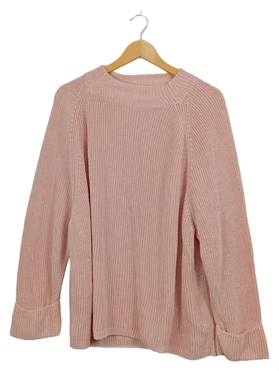 LeComte Damen Pullover Gr. 46 Rosa Strickpullover Baumwolle Basic