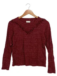 Cyrillus Damen Langarmshirt Rot Gr. 36/S Feminin mit Rüschenkragen 1