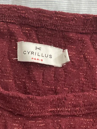 Cyrillus Damen Langarmshirt Rot Gr. 36/S Feminin mit Rüschenkragen