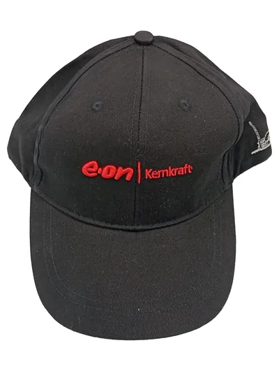 E.ON Kernkraft Basecap Kappe Schwarz Logo Bestickt Energie Fanartikel Mütze