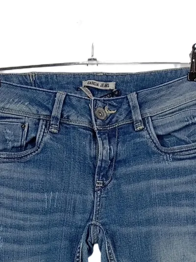 Garcia Jeans Damen Slim Fit Hose Blau W31 L30 Baumwolle Freizeit