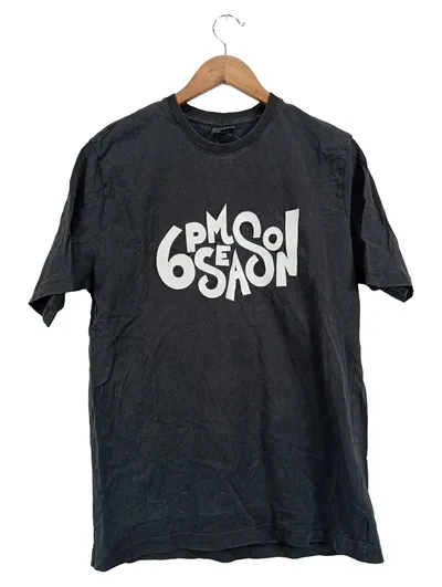 6PM Herren T-Shirt Schwarz Gr. 50/L Streetwear Logo Print