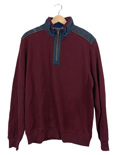 Daniel Hechter Herren Pullover 1/4 Zip Bordeaux Gr. XL Baumwolle