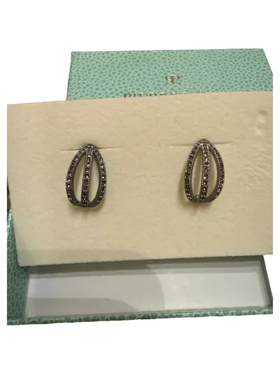 Pierre Lang Ohrstecker Damen Elegant Grau Strass Metall Schmuck