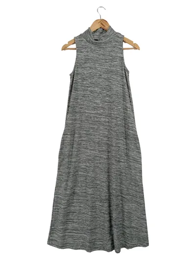 ASOS Damen Kleid Ärmellos Rollkragen Grau Gr. 30 Wolle Polyester