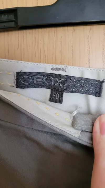 Geox Herren Stoffhose Chino Beige Gr. 50 W33 Baumwolle Klassisch
