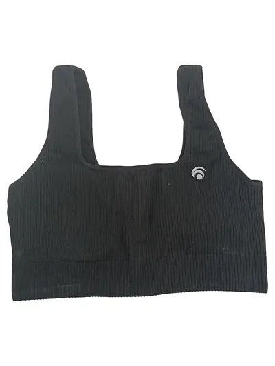 Oceans Apart Damen Sport BH M Schwarz Rippstrick Sportlich Top