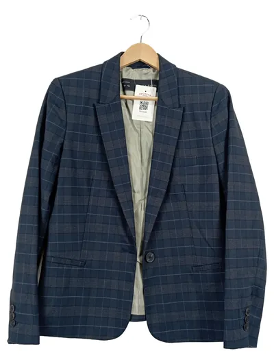 ZARA BASIC Damen Blazer Kariert Blau Gr. L/42 Business Jacke