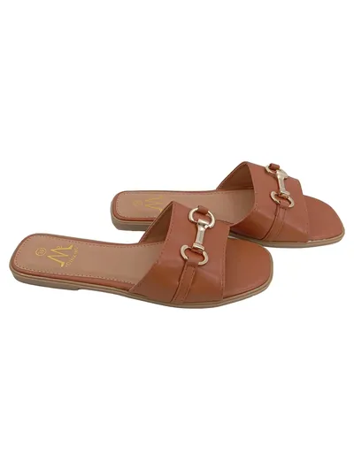 CINK-ME Damen Pantoletten Kayla Gr. 39 Braun Casual Sommer