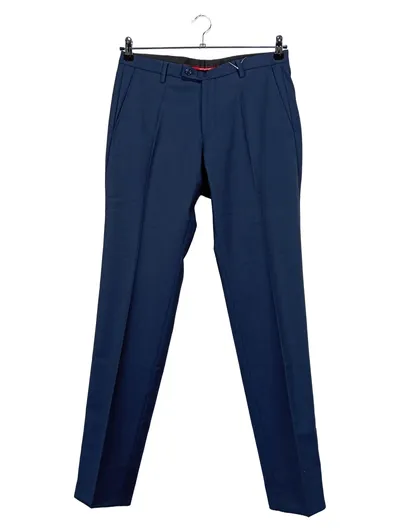Club of Gents Anzughose Herren Blau Strukturmuster Wolle Gr. W32/48/M