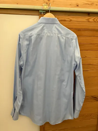 Charles Tyrwhitt Herren Business Hemd Blau Fischgrätenmuster Langarm Gr. 48 M