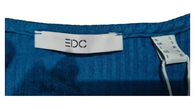 EDC by Esprit Strickkleid Damen Gr. S Petrol Langarm Rippstrick Midi
