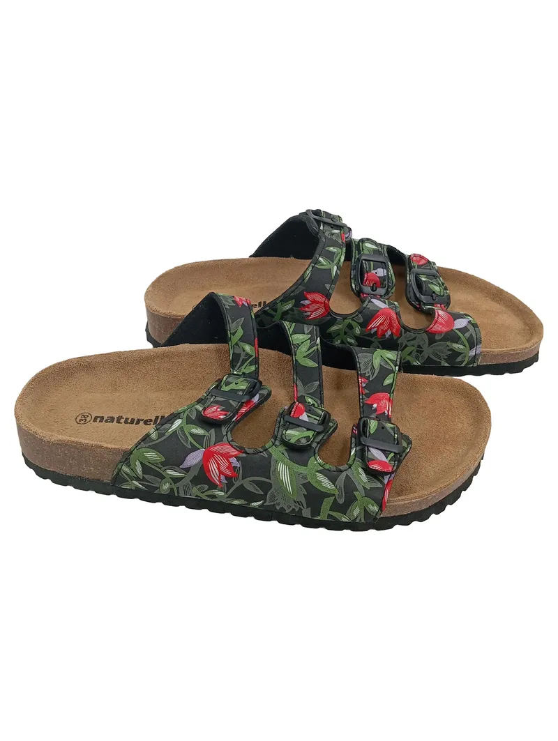 Naturella Damen Pantoletten Sandalen Blumenmuster Gr. 38 Casual Mehrfarbig 1