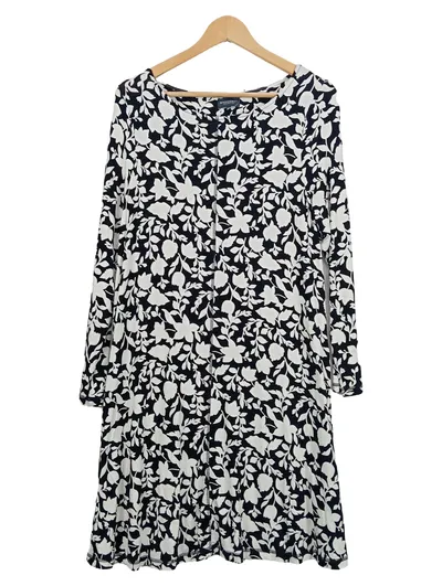 BROADWAY COLLECTION Damen Freizeitkleid Gr. 44 Schwarz Blumenmuster