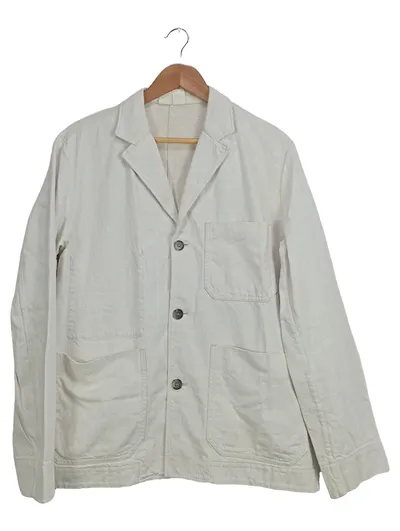 Arket Herren Sakko Jacke Gr. 48/M Beige Casual Leinen Baumwolle