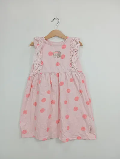 STACCATO Mädchen Sommerkleid Rosa Punkte Rüschen Gr. 104 Freizeit