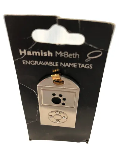 Hamish McBeth Schlüsselanhänger gravierbar Namensschild Pfotenabdruck Silber