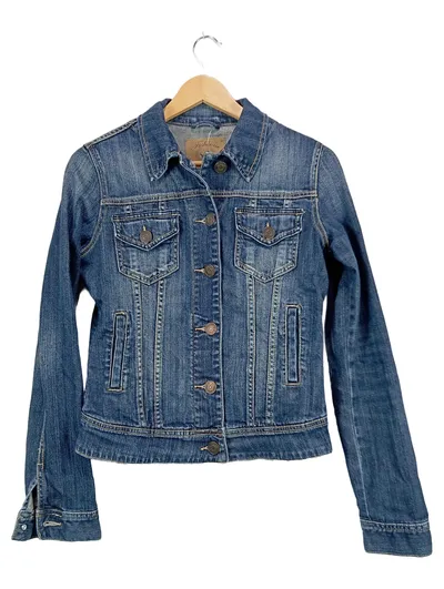 Fishbone Jeansjacke Damen Gr. 38/M Blau Casual Denim Jacke
