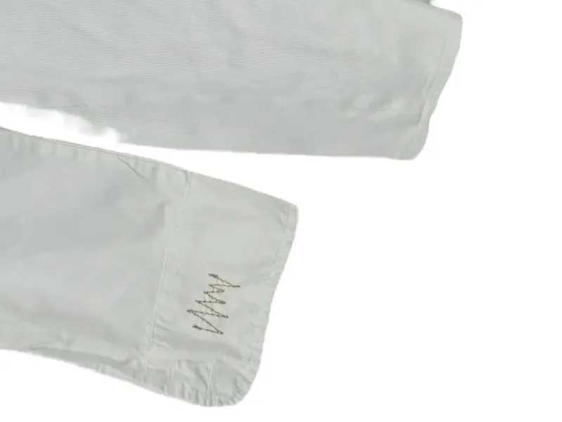 Bottega Damen Bluse Weiß Gr. M Stickerei Zierknöpfe Langarm 4