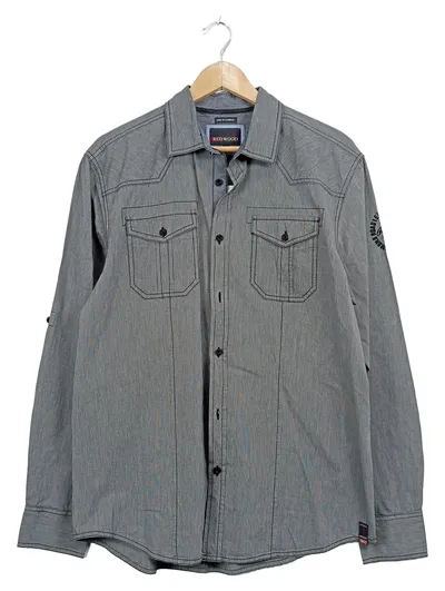 Redwood Herren Freizeithemd Langarm Gr. L Grau Baumwolle Casual