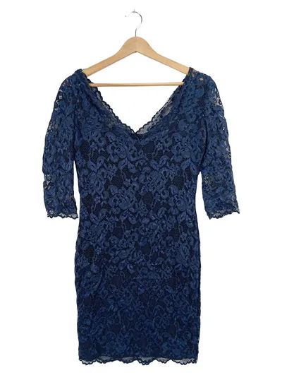 Swing Damen Spitzenkleid Blau L Elegant Festlich 3/4-Arm Floral 80cm