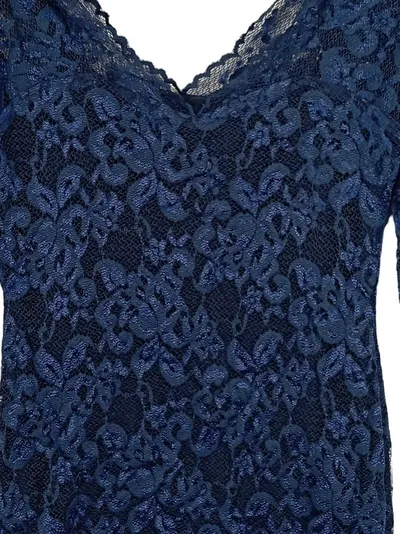 Swing Damen Spitzenkleid Blau L Elegant Festlich 3/4-Arm Floral 80cm