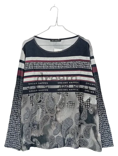 Betty Barclay Damen Langarmshirt Gr. 48 Grau Paisley Dreams Happen