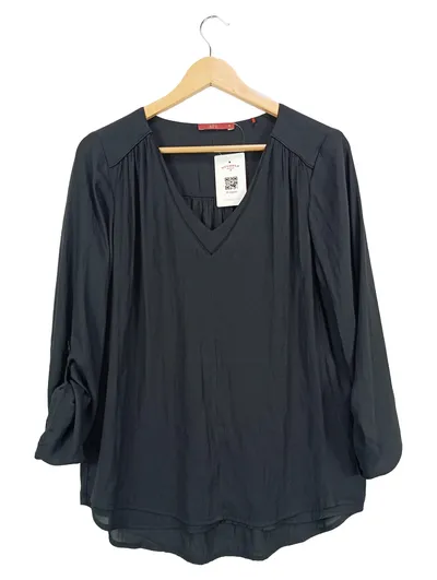 EDC Damen Hemdbluse Gr. M Schwarz Casual V-Ausschnitt