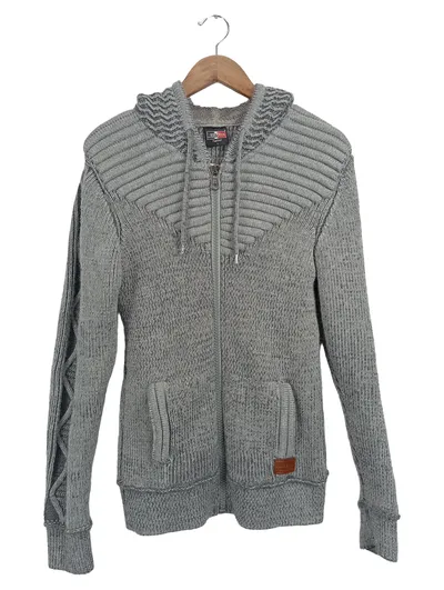 LORR & MEN Herren Strickjacke Kapuze Grau Gr. 50/L Casual