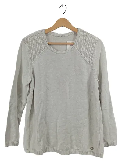 Olsen Damen Pullover Gr. 42/XL Beige Strick Baumwolle Casual