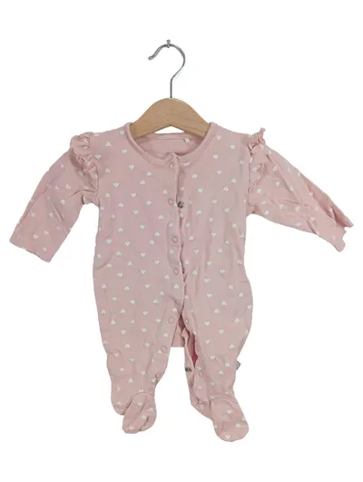 Liegelind Baby Strampler Mädchen Gr. 50/56 Rosa Herzen Rüschen Baumwolle