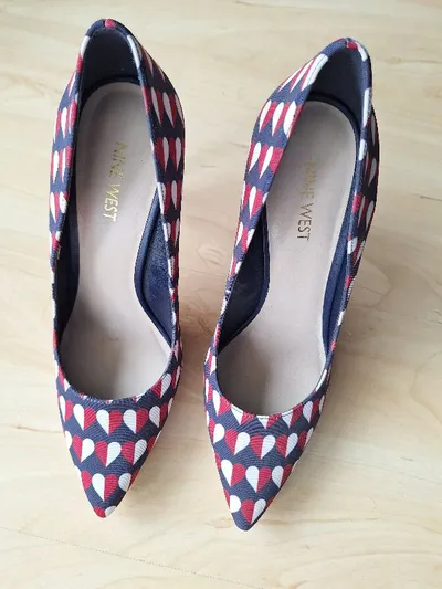Nine West Damen Pumps Grafik Muster Textil 11cm Absatz Mehrfarbig Gr. 39