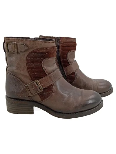 Buffalo London Damen Stiefelette Urban Braun Gr. 38 Reißverschluss Schnalle