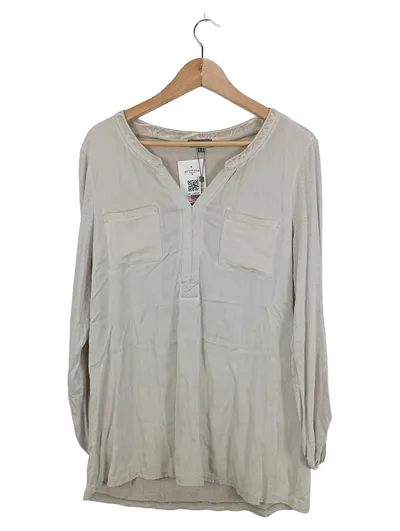 Street One Damen Langarmshirt Bluse Gr. 40 Beige Viskose Casual
