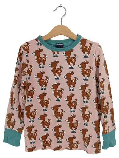 Maxomorra Langarmshirt Reh Tiermotiv Rosa Gr. 116 Baumwolle Freizeit Kinder