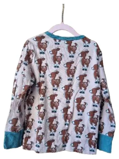 Maxomorra Langarmshirt Reh Tiermotiv Rosa Gr. 116 Baumwolle Freizeit Kinder