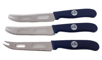 Bergader Käsemesser Set 3 Stück Edelstahl Blau Klassisch