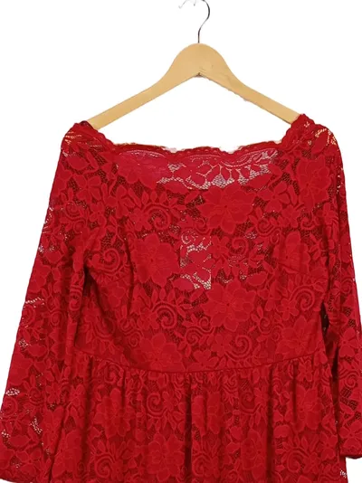 Miusol Damen Spitzen Maxikleid Abendkleid Rot Gr. 44/XXL Elegant