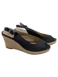 Tamaris Damen Keilabsatz Sandaletten Gr. 37 Schwarz Espadrilles 1