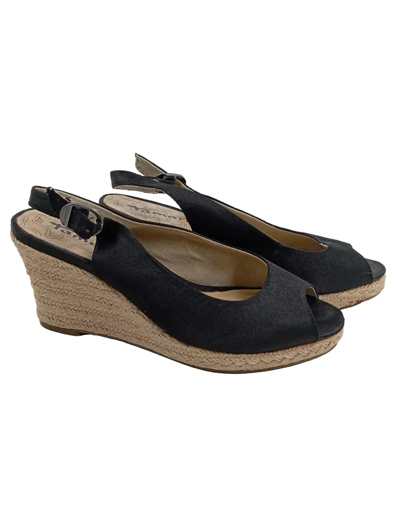 Tamaris Damen Keilabsatz Sandaletten Gr. 37 Schwarz Espadrilles 1