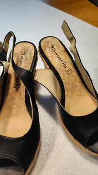 Tamaris Damen Keilabsatz Sandaletten Gr. 37 Schwarz Espadrilles 2
