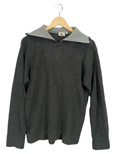 STONEKIT Herren Pullover Grau Gr. 48/M mit Reißverschluss Casual Strick