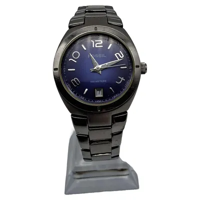 Fossil Damenuhr Edelstahl Blau Klassisch Alltag 20cm